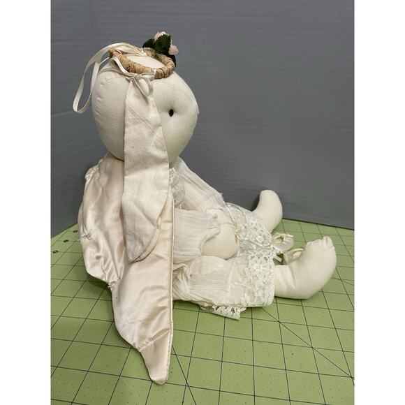 Handmade Angel Bunny Rabbit Floppy Eared Hand Sewn Plush Stuffed Animal -Damaged - Picture 4 of 13